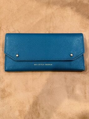 Anthropologie Teal Saffiano Envelope Wallet
